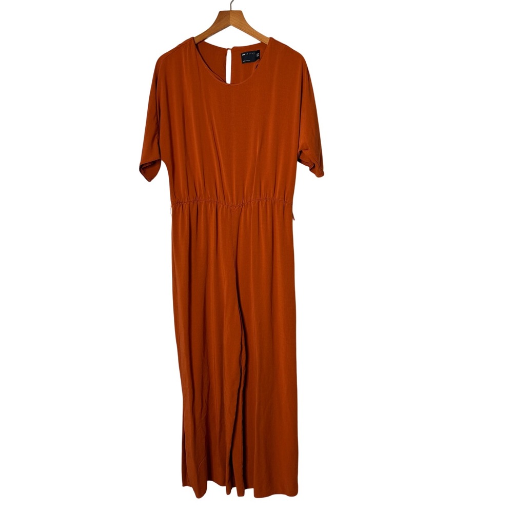 Asos Design Womens Burnt Orange Short Sleeve Wide Leg Jumpsuit Womens Size 8
